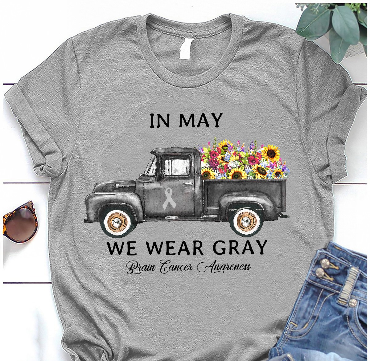 In may we wear gray Brain cancer awareness - Truck carry