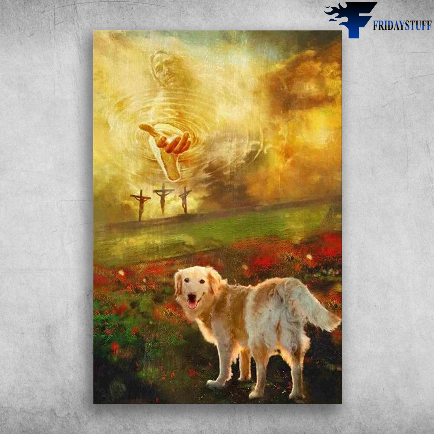 Jesus and Golden retriever - To the beautiful world Canvas