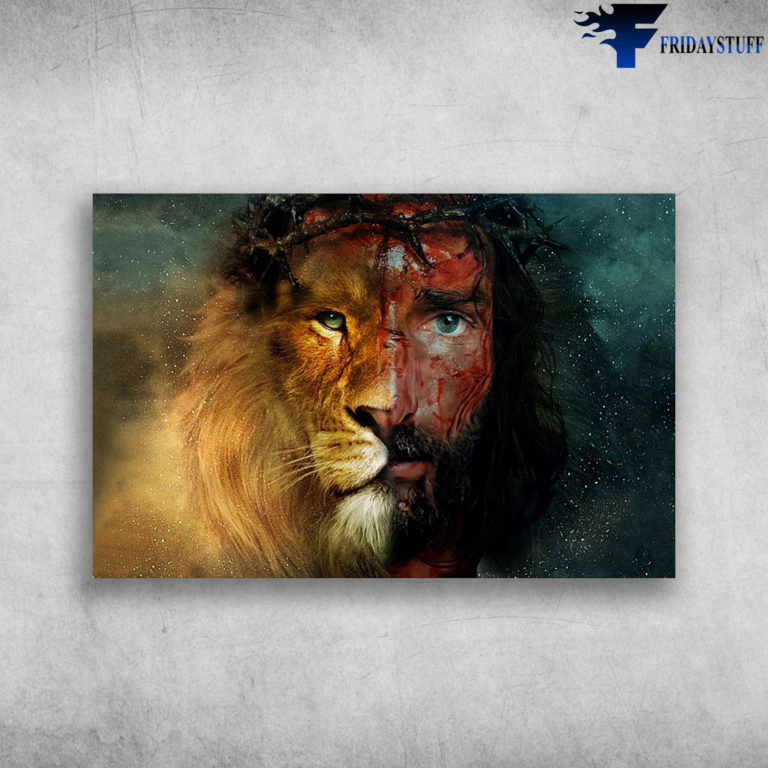 Jesus and lion - The perfect combination Canvas, Poster - FridayStuff