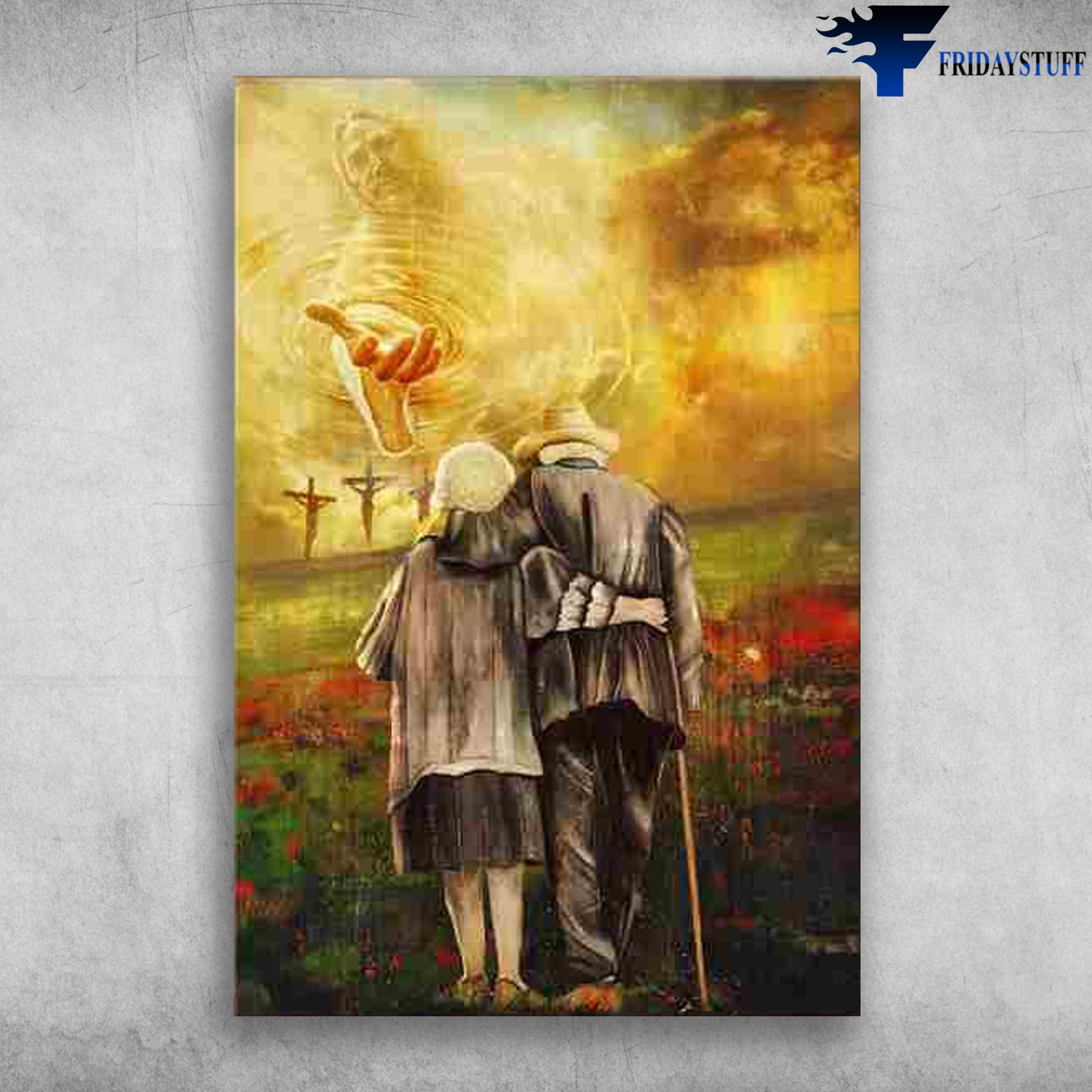 Jesus and old couple - To the beautiful world Canvas