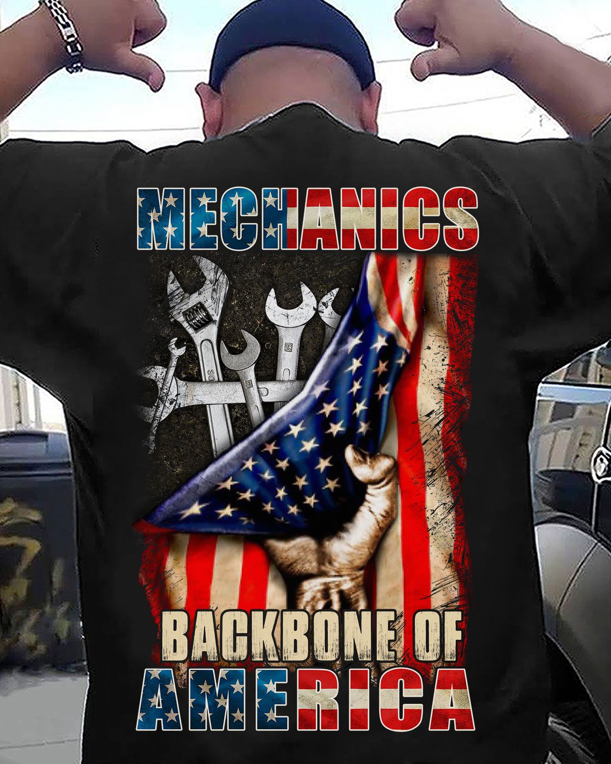 Mechanics backbone of america - America flag