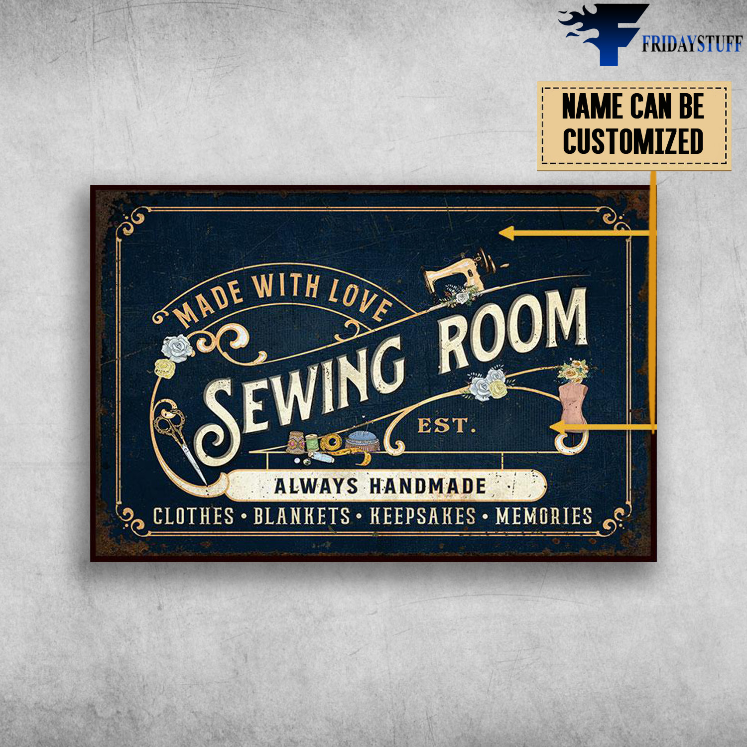 Personalized Sewing Room, Made With Love Customized Poster, Always Handmade. Clothes Blankets, Clother, Blankets, Keepsakes, Memories
