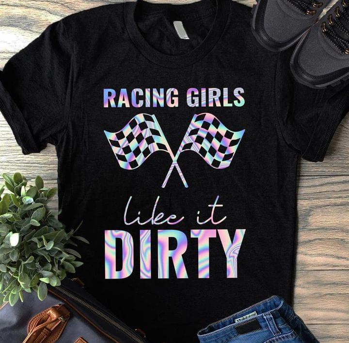 Racing girls like it dirty - Checkered racing flag