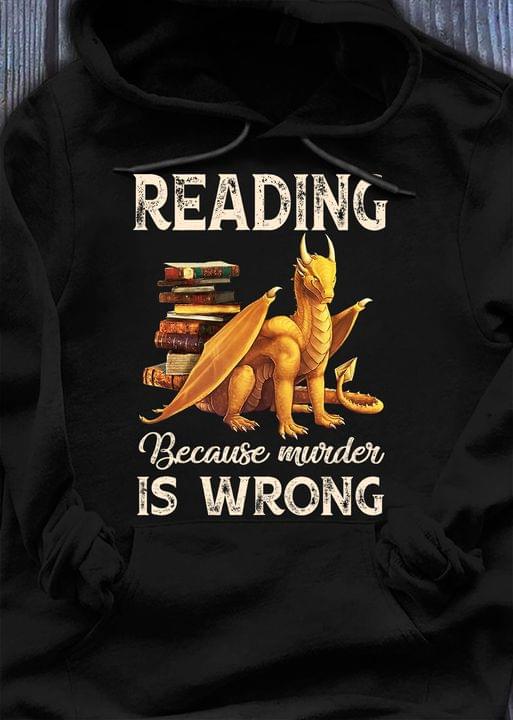 Reading because murder is wrong - Dragon with books