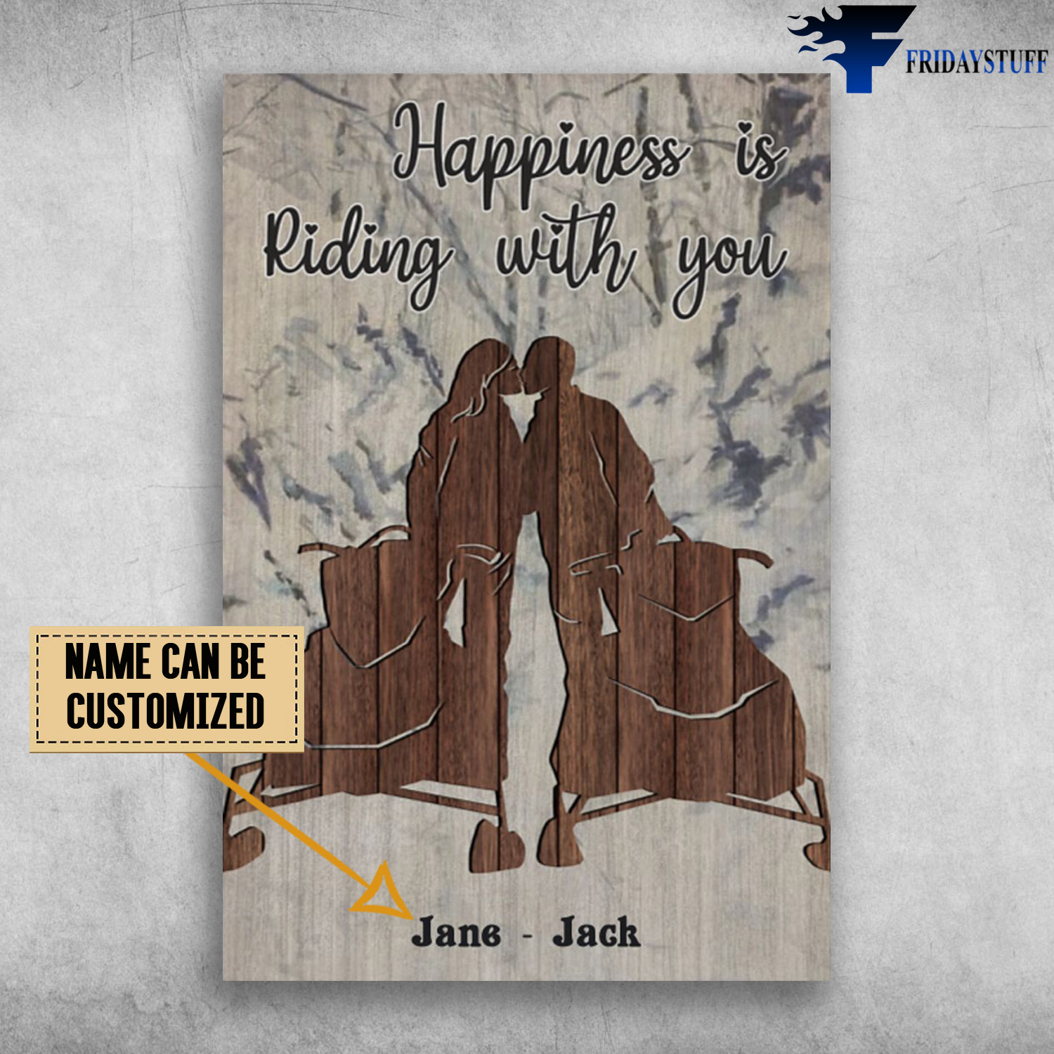 Snowmobile Couple - Happiness Is Riding With You