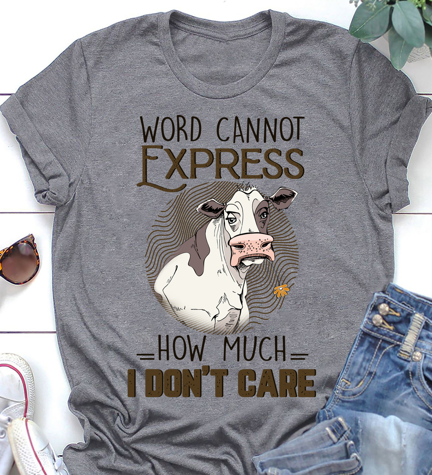 Word can not express how much I don't care - Don't care cow