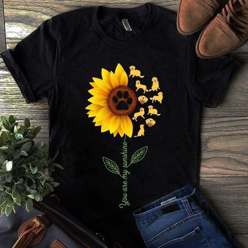 You are my sunshine - Sunflower and golden dog