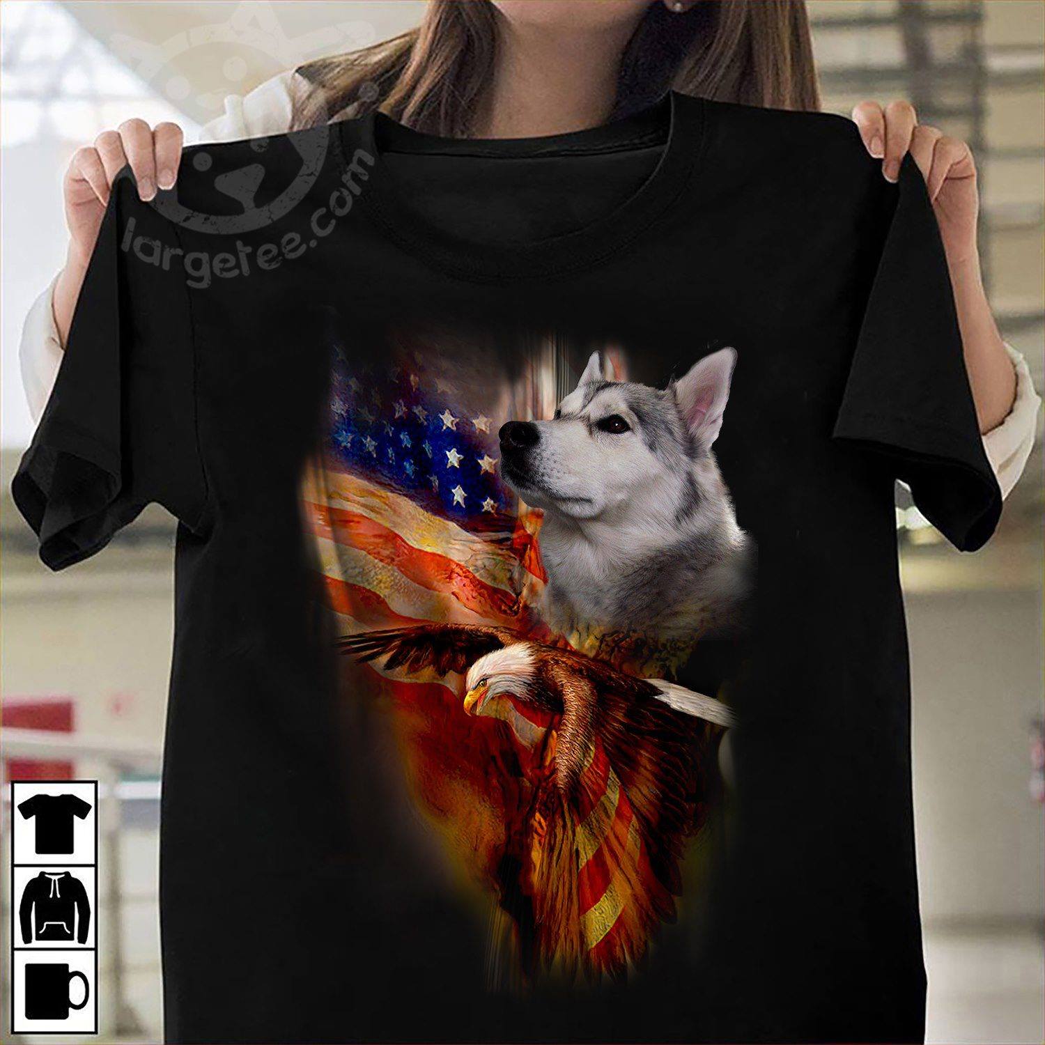 Alaska dog and eagle the symbol of America - America flag