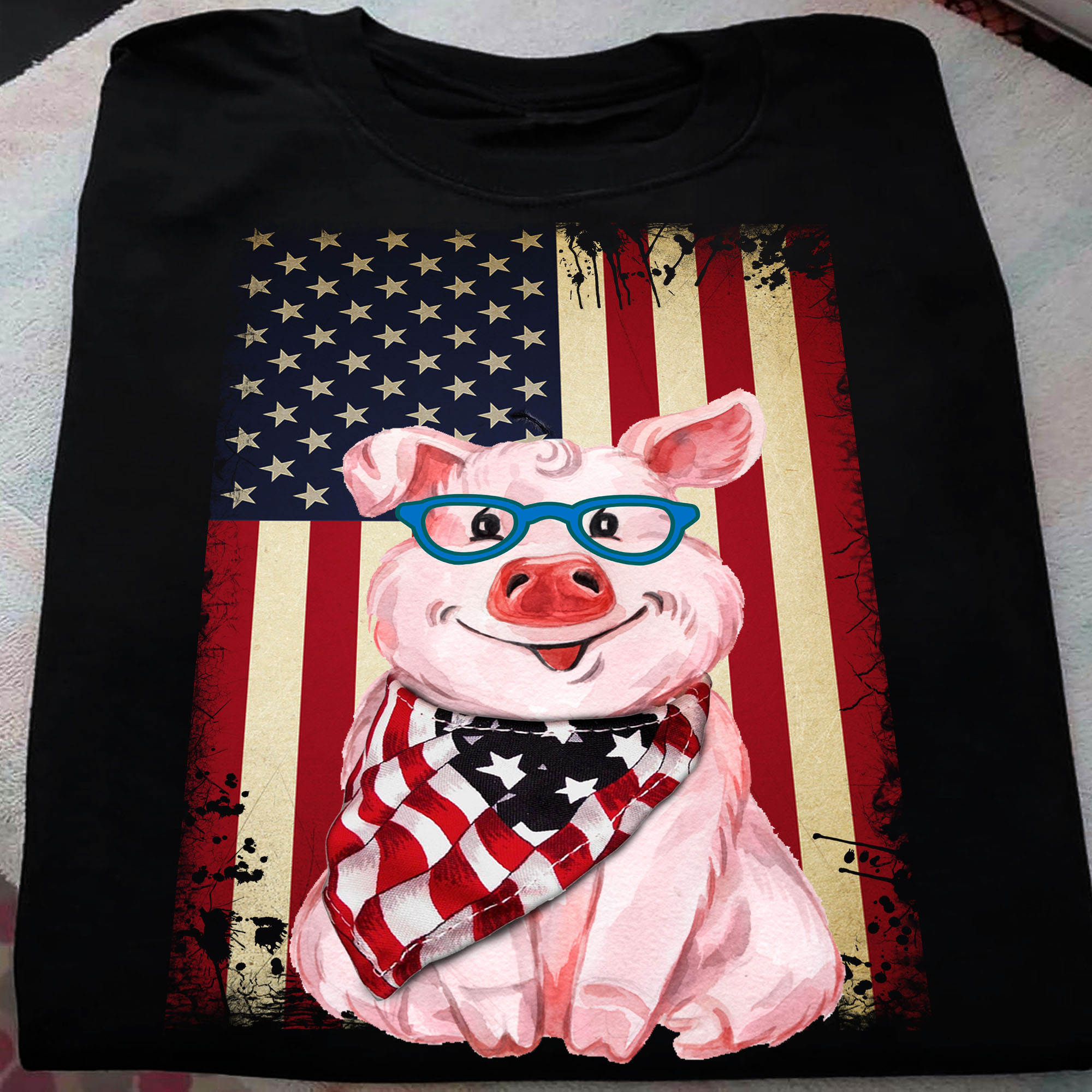 America flag - Grumpy pig with america flag