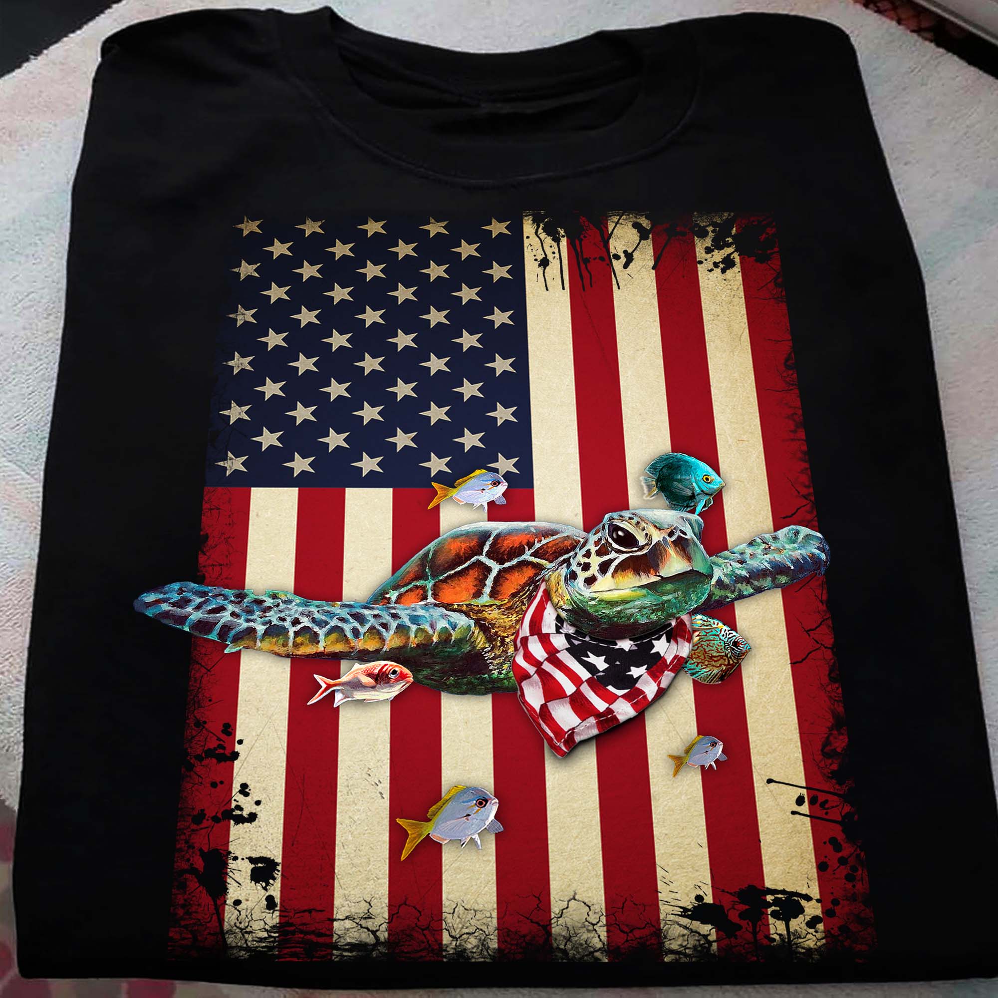 America flag - Turtle and america flag