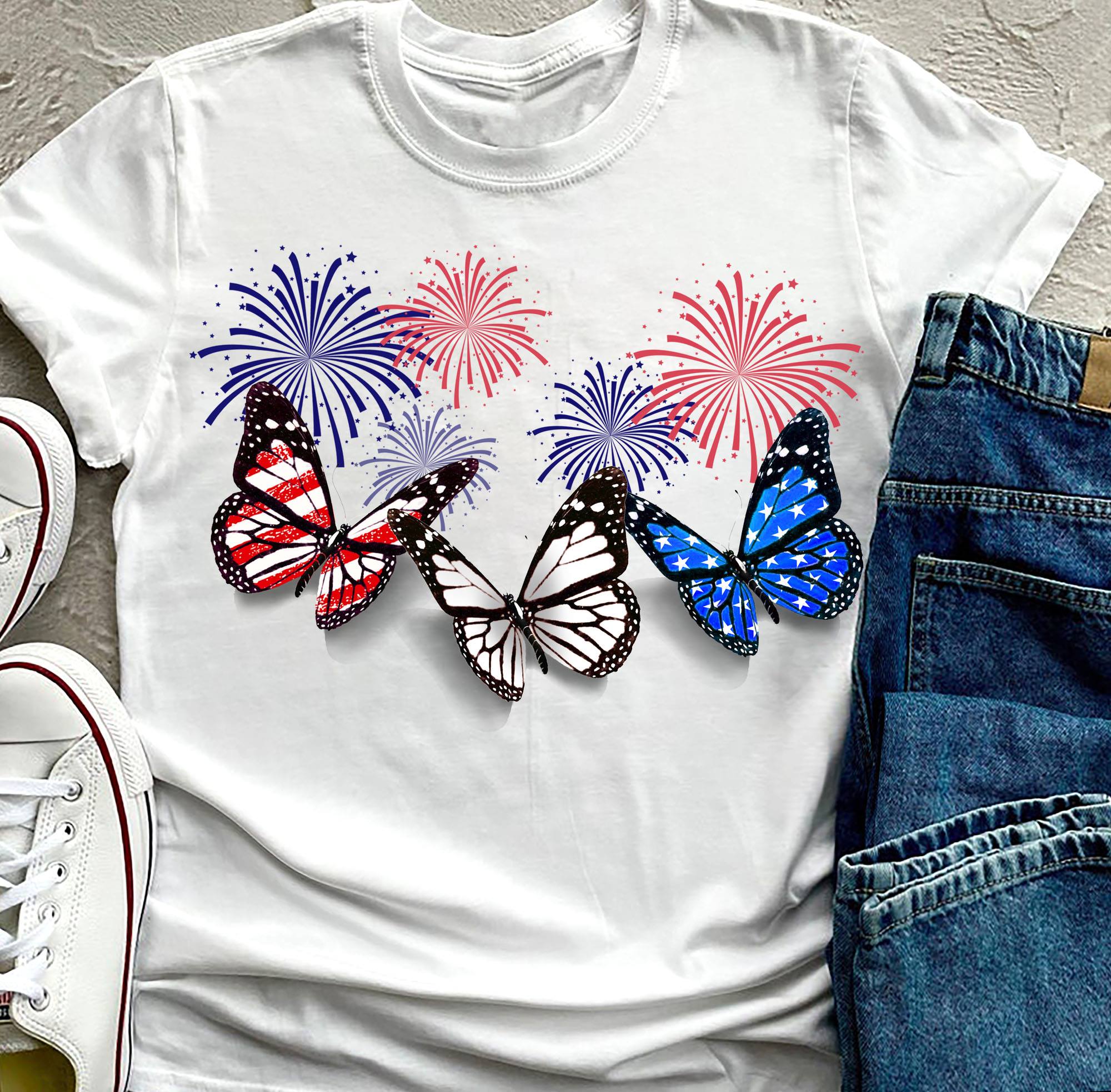 America flag and butterflies - Butterflies lover