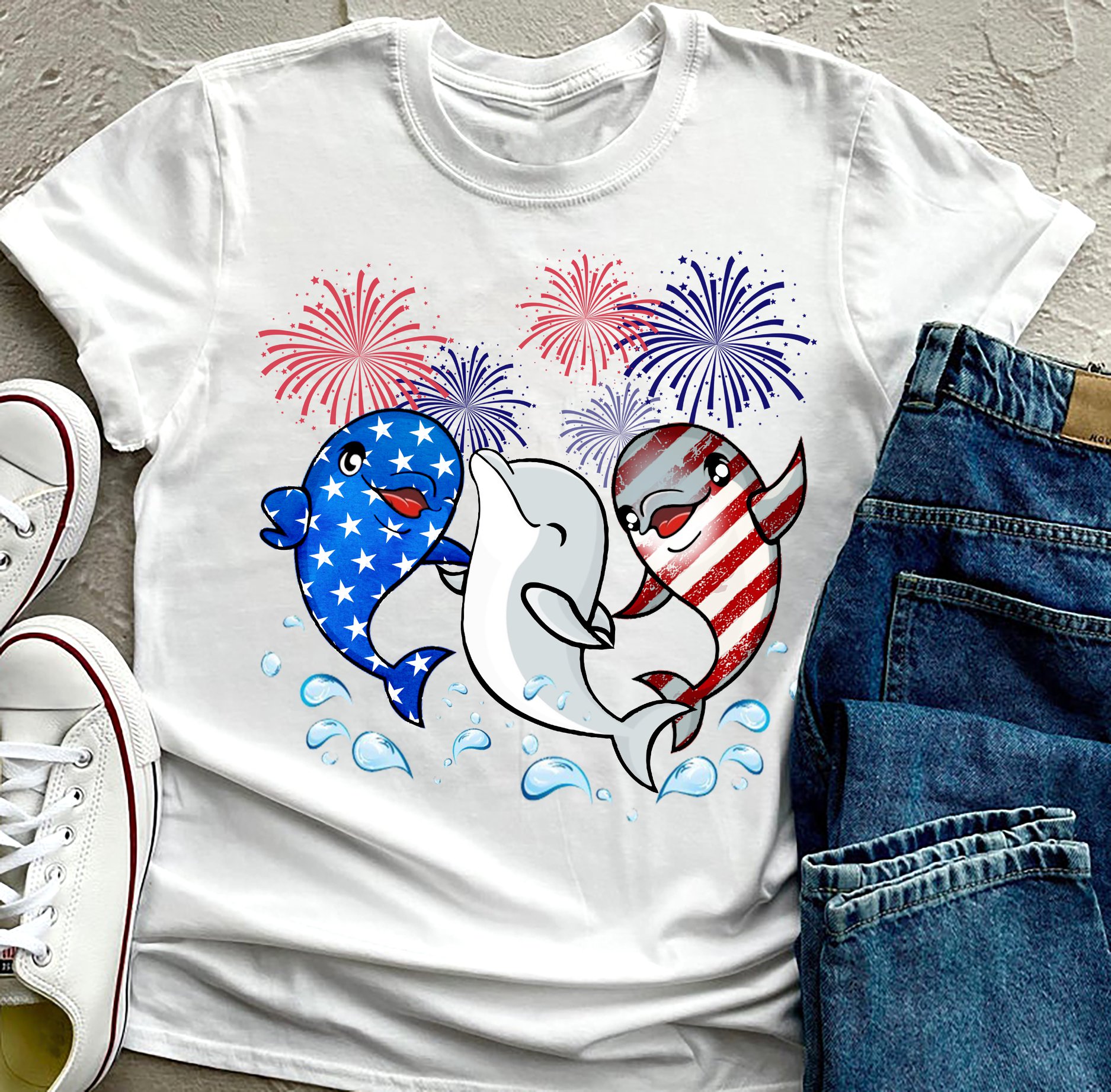 America flag and dolphins - Dolphins lover