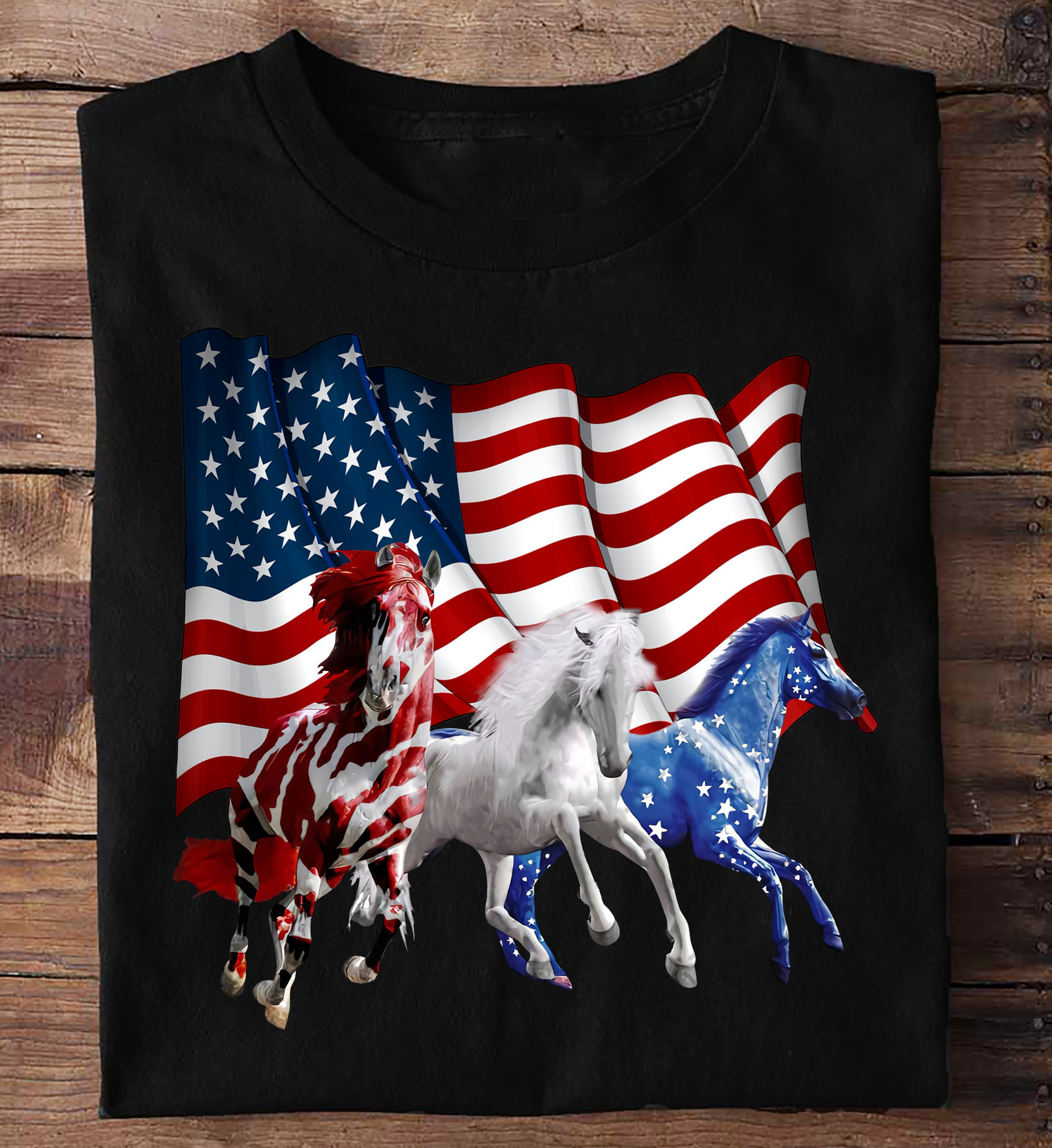 America flag and horse - Horse lover