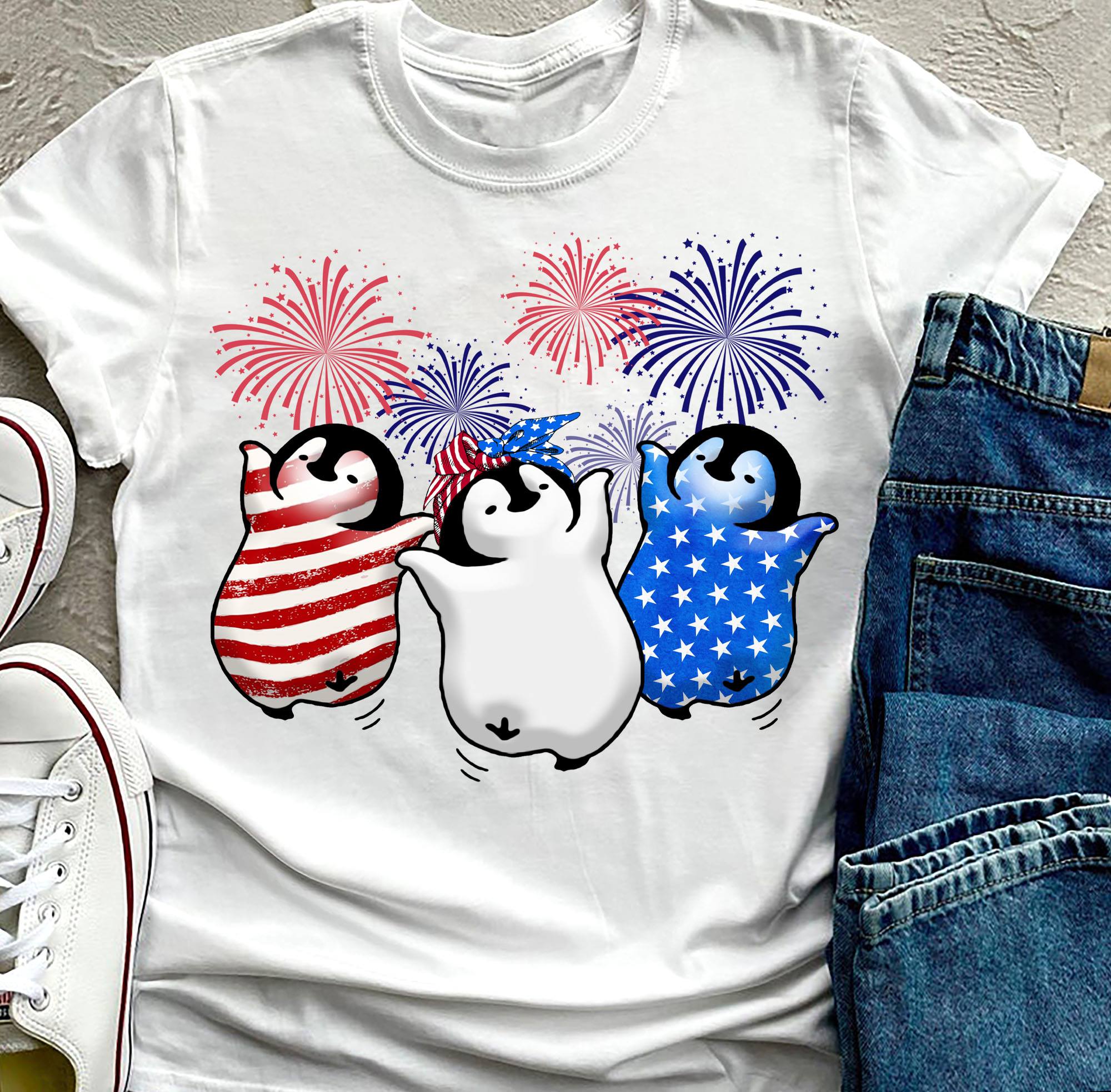 America flag and penguins - Penguin lover