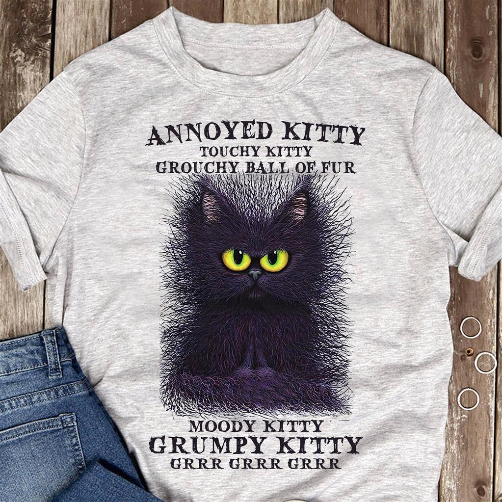 Annoyed kitty touchy kitty grouchy ball of fur - Black kitty cat