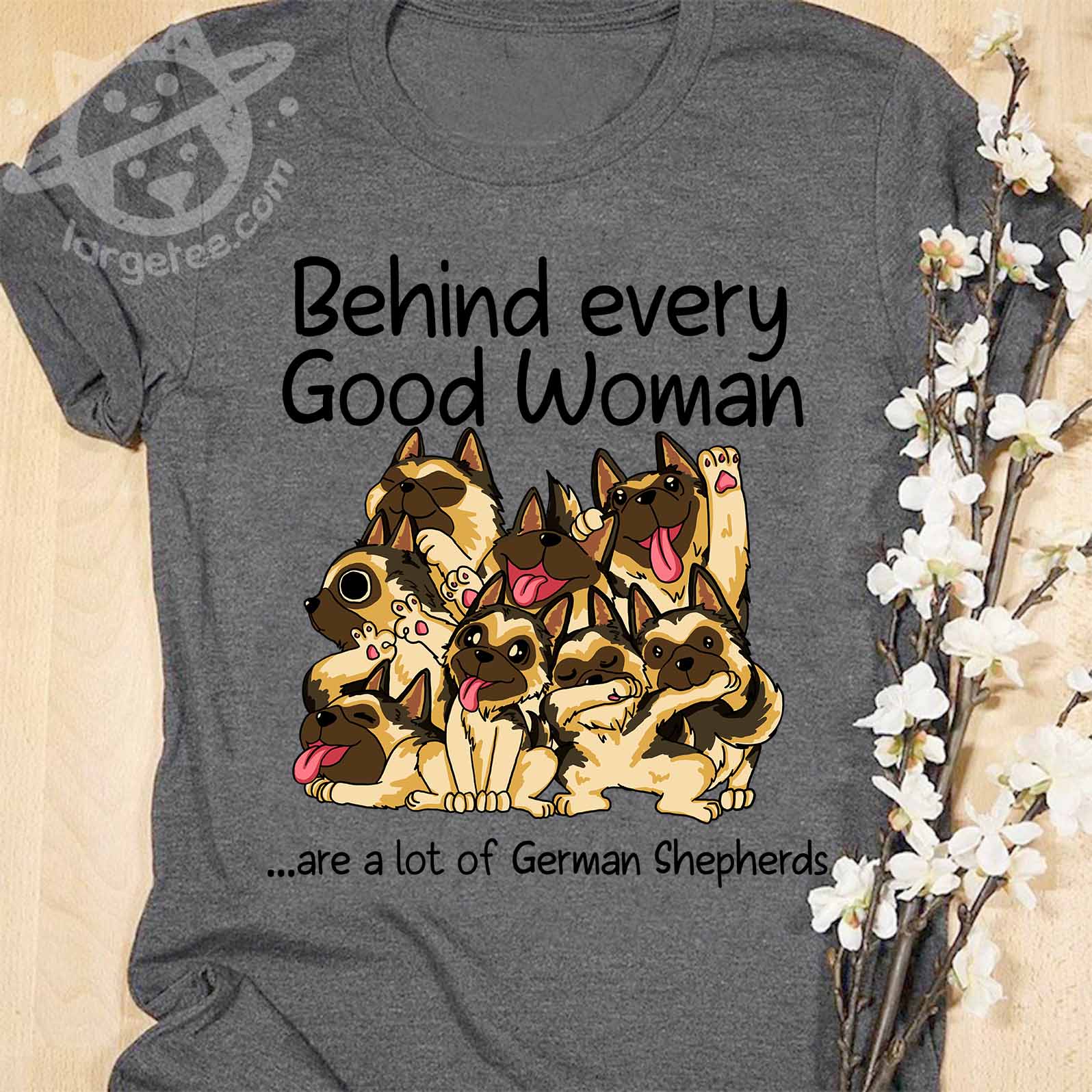 Behind every good woman are a lot of German shepherds