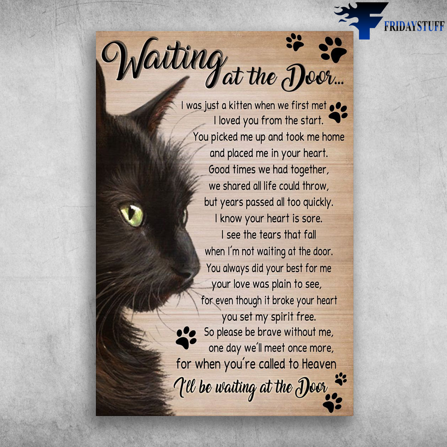 Black Cat - Waiting At The Door, I Was Just A Kitten When We First Met, I Loved You From The Start, You Picked Me Up And Took Me Home, And Placed Me In Your Heart, Good Times We Had Together, We Shared All Life Could Throw