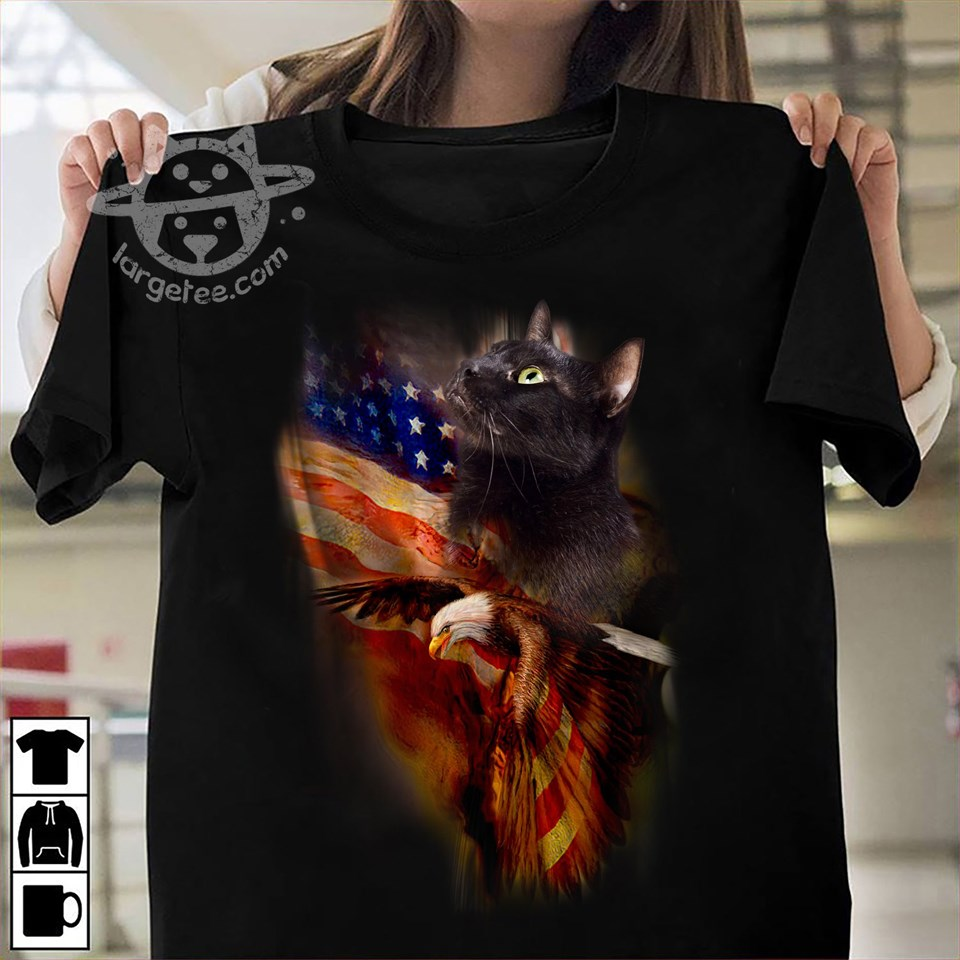 Black cat and eagle the symbol of America - America flag