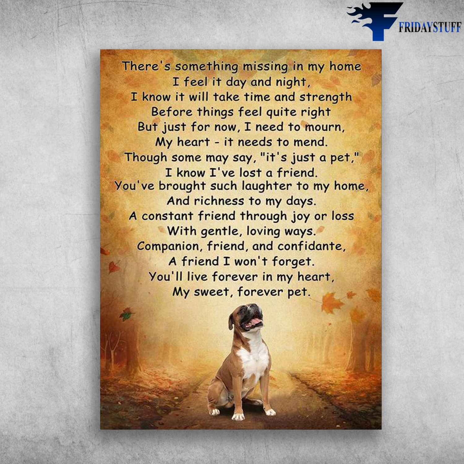 Boxer Dog - There's Something Missing In My Home, I Feel It Day And Night, I Know It Will Take Time And Strength, Before Things Feel Quite Right, But Just For Now, I Need To Mourn, My Heart, It Needs To Mend