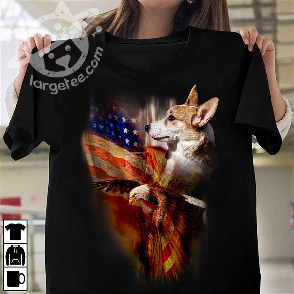 Corgi and eagle the symbol of America - America flag
