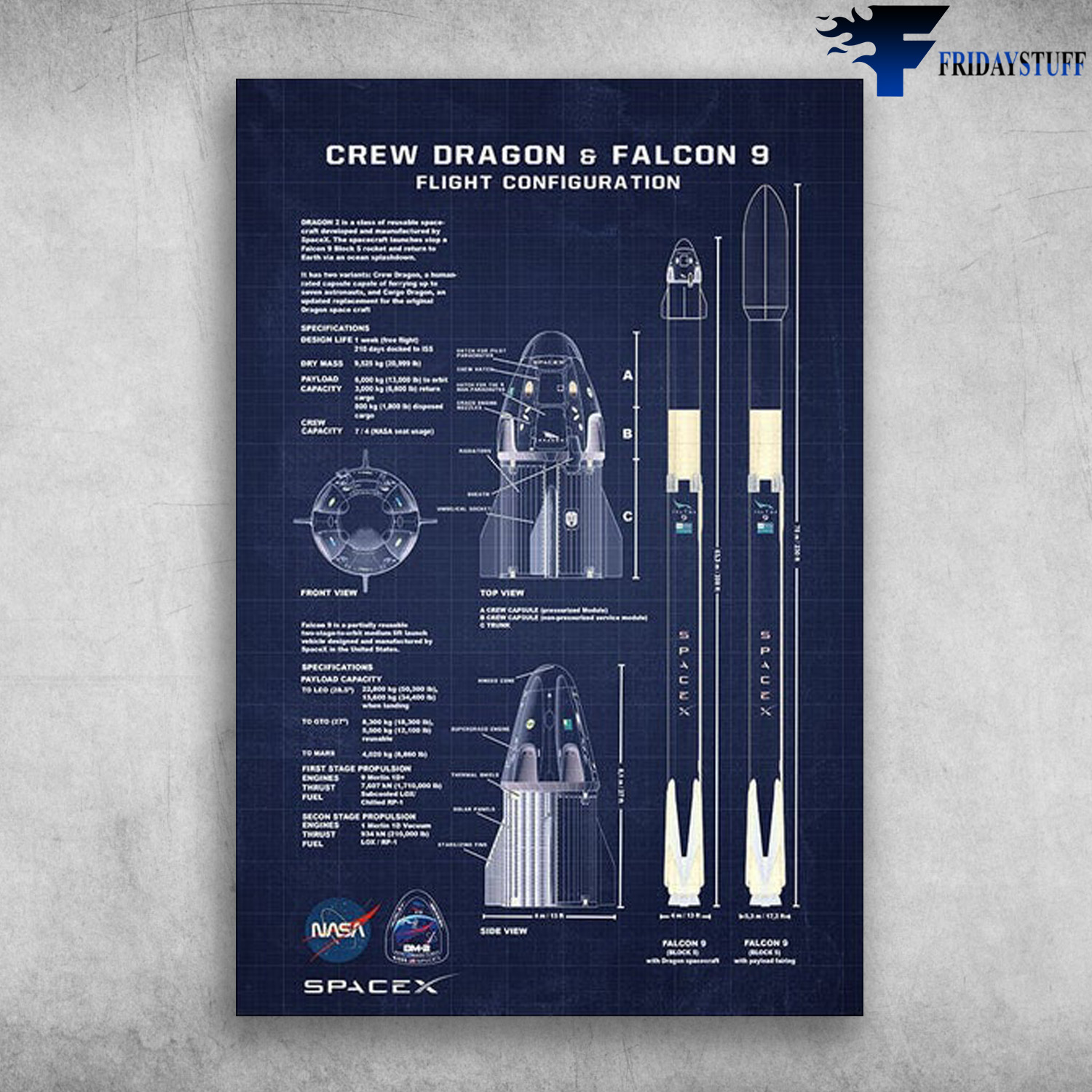 Crew Dragon And Falcon 9, Fight Configuration, Nasa Space