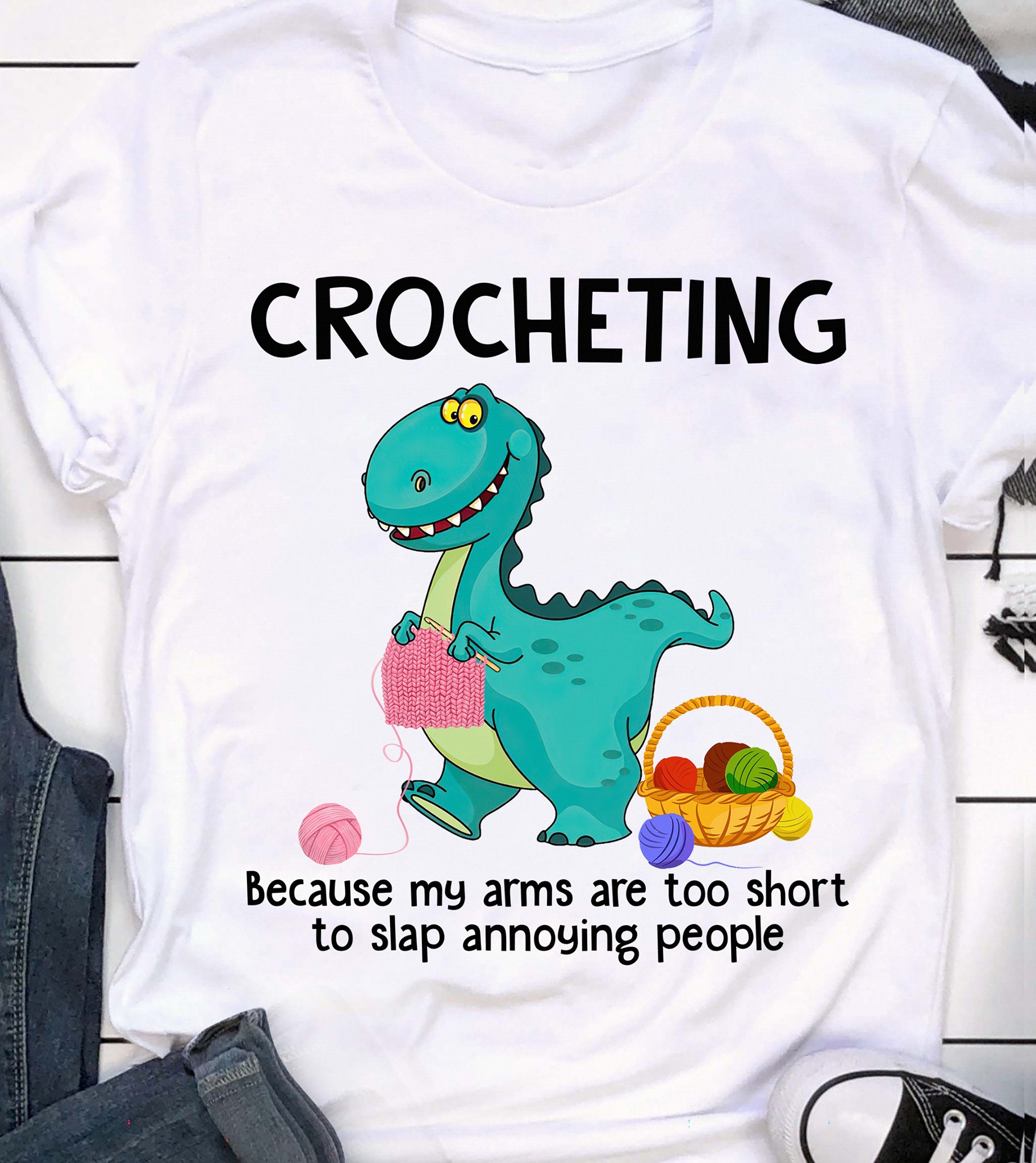 Crocheting because my arms are too short to slap annoying people - Saurus crocheting
