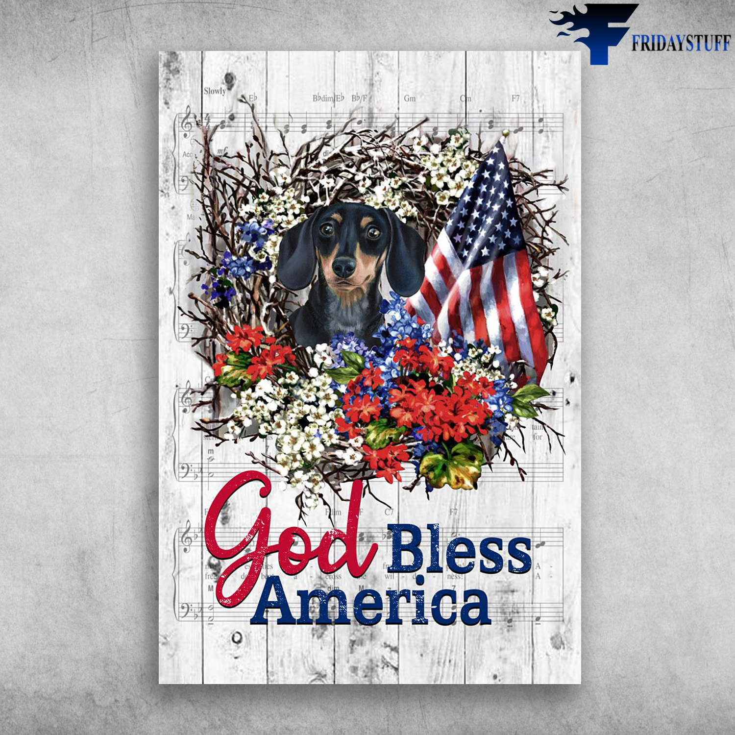 Dachshund Dog American - God Bless America