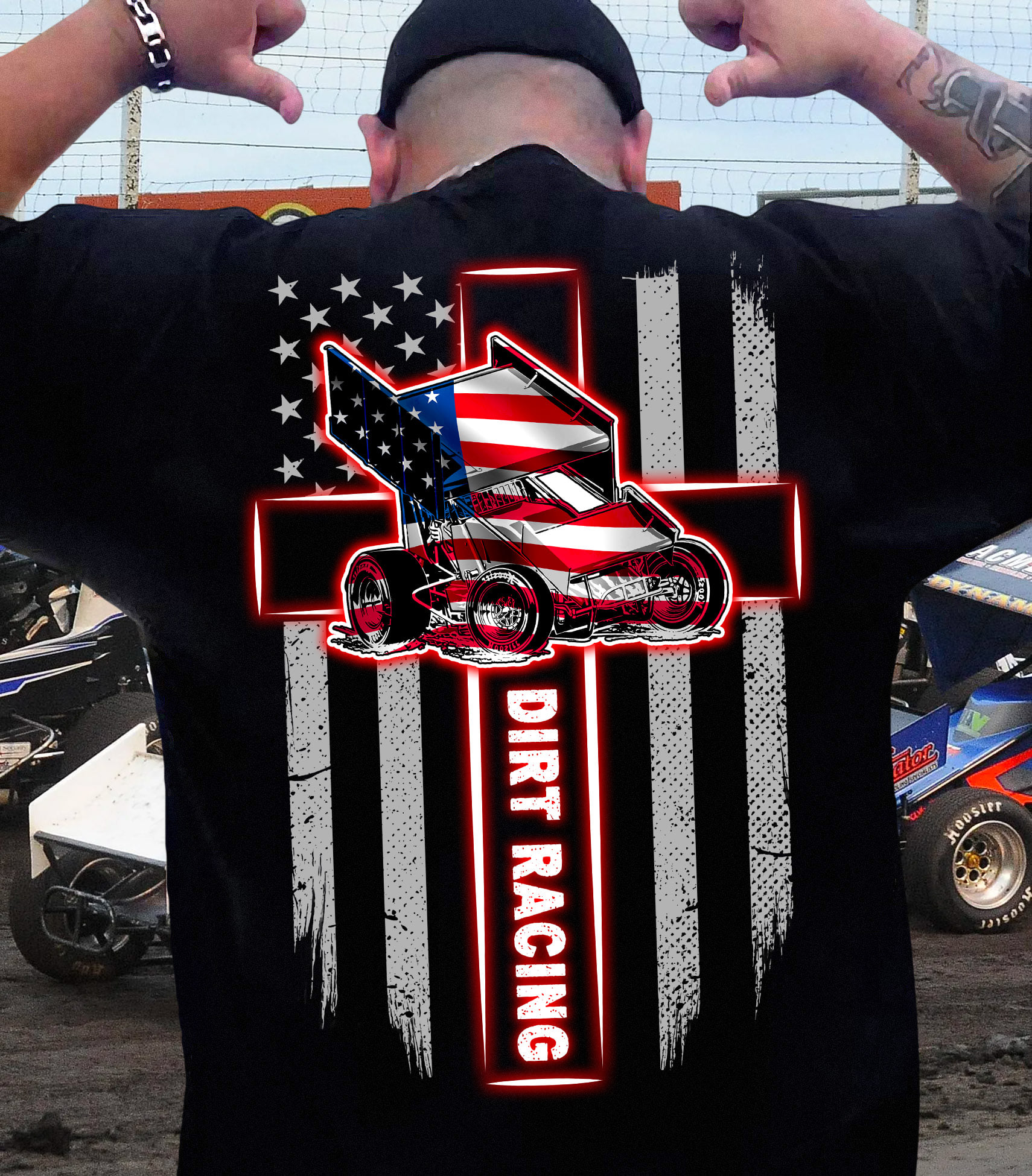 Dirt racing - America flag, dirt bike racing