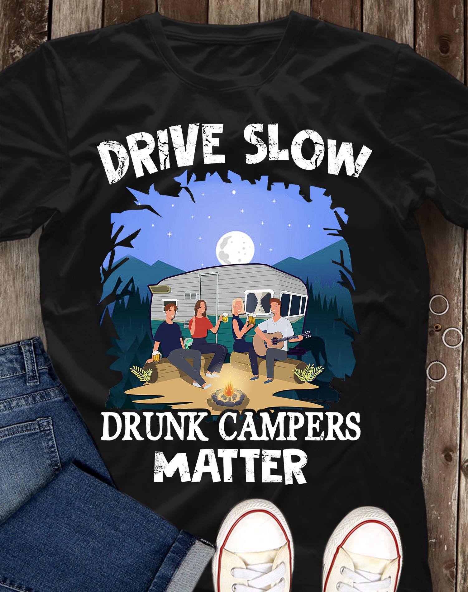 Drive slow drunk campers matter - Drink and camping