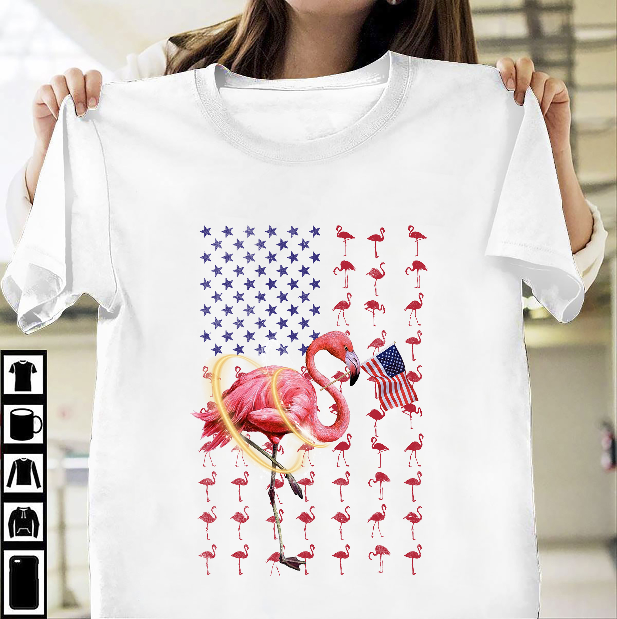 Flamingo with America flag - Flamingo lover