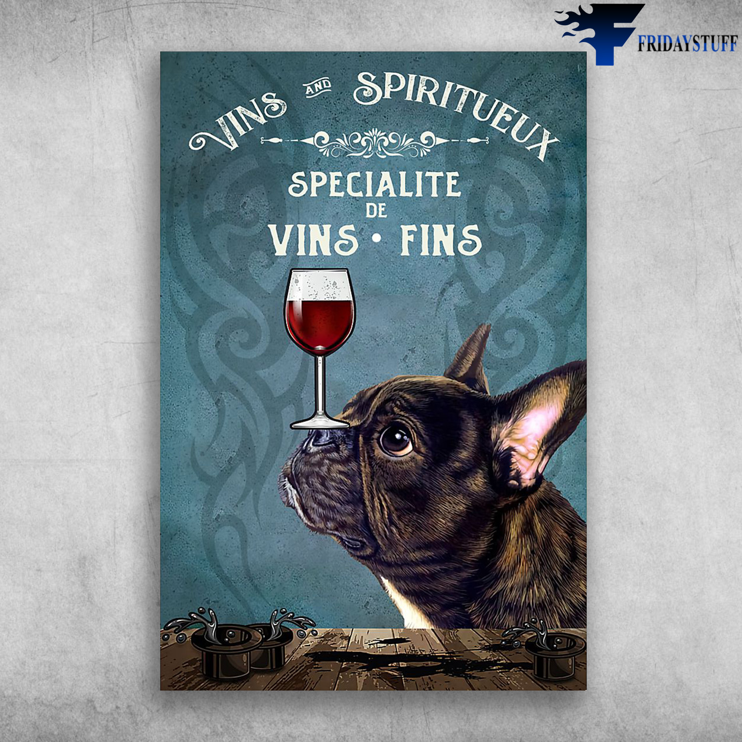 French Bulldog - Vins And Spiritueus, Specialite De Vins-Fins, Red Wine