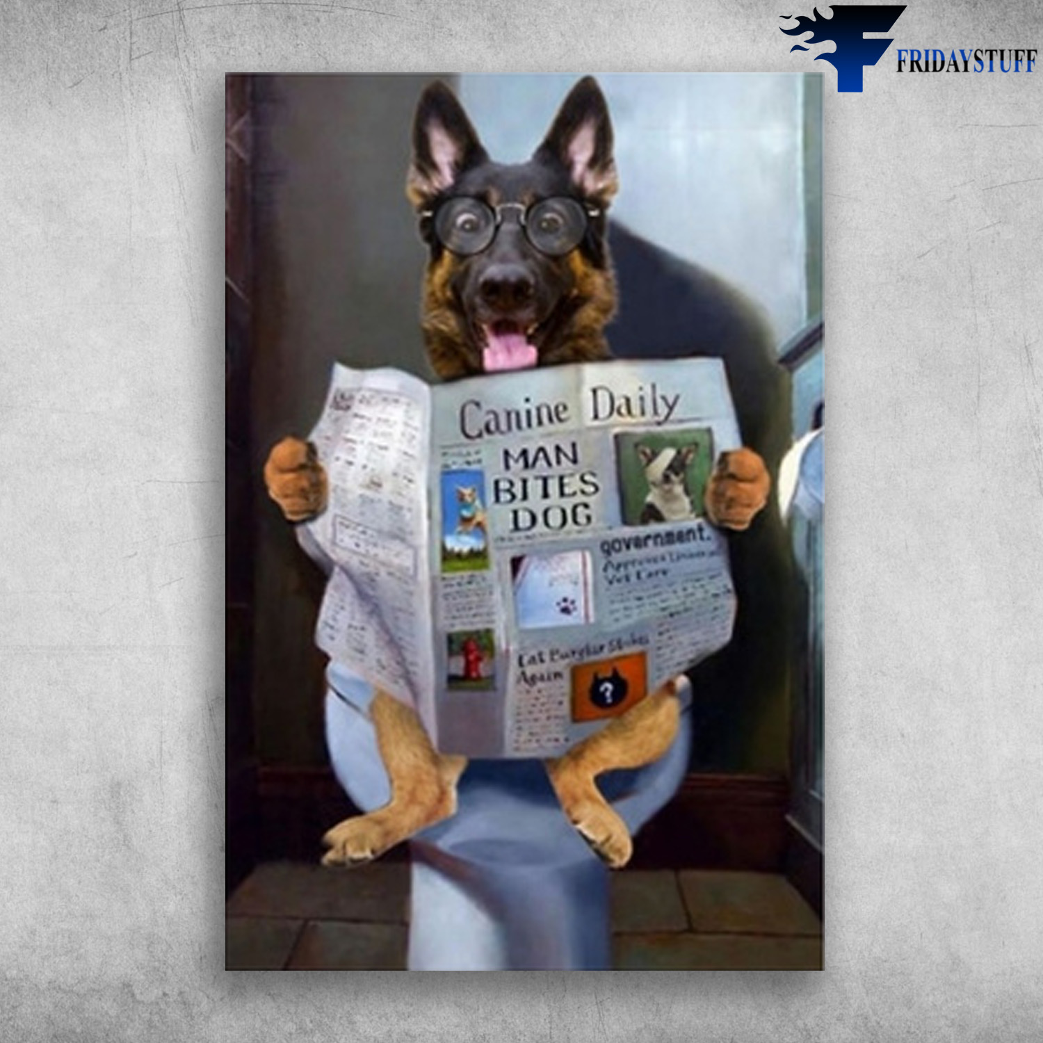German Shepherd In Toilet - Reading News, Canine Daily, Man Bites Dog