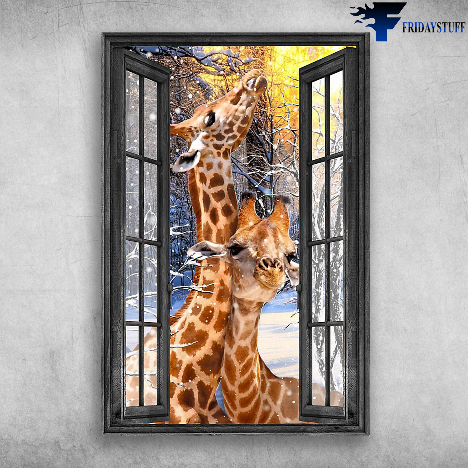 Giraffee Couple Outside The Window