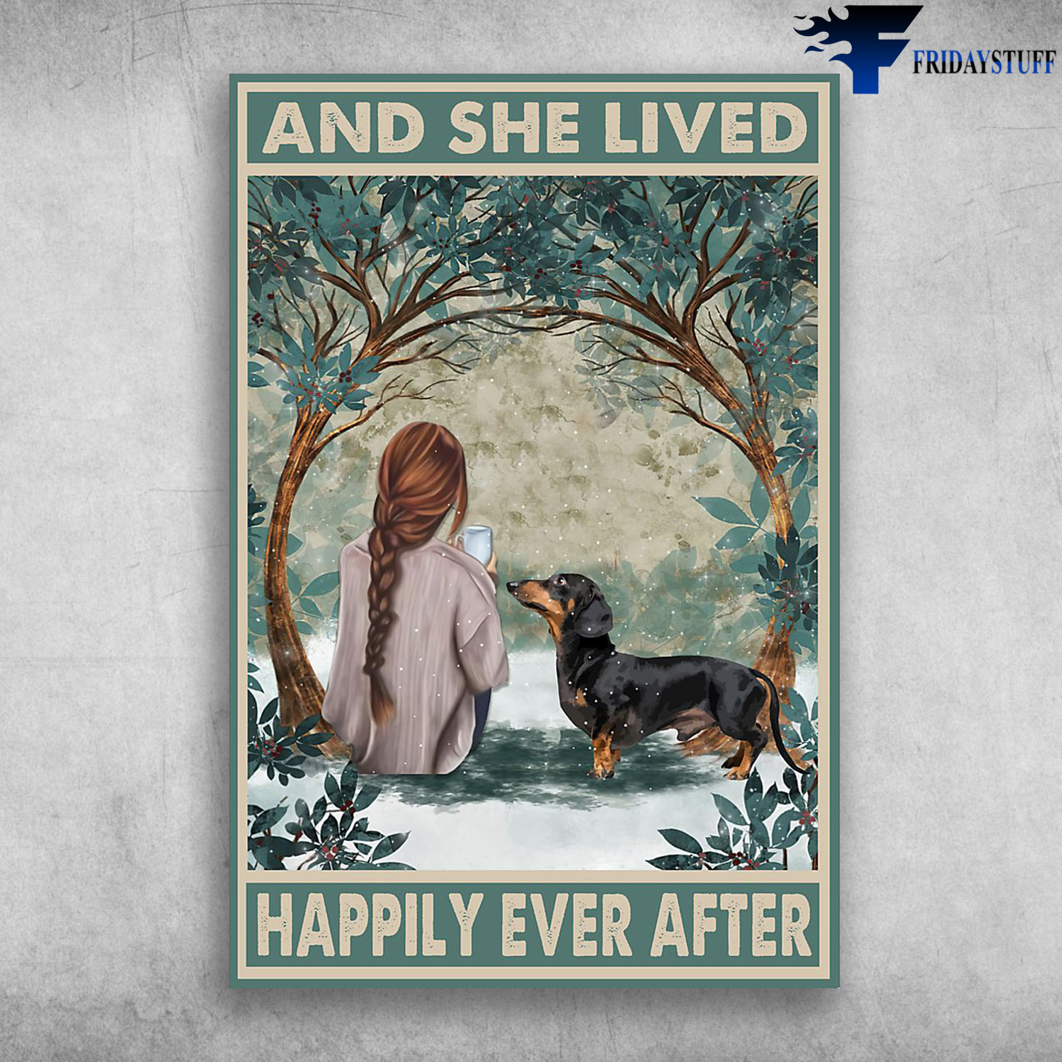 Girl And Dachshund Dog - And She Live, Happily Ever After