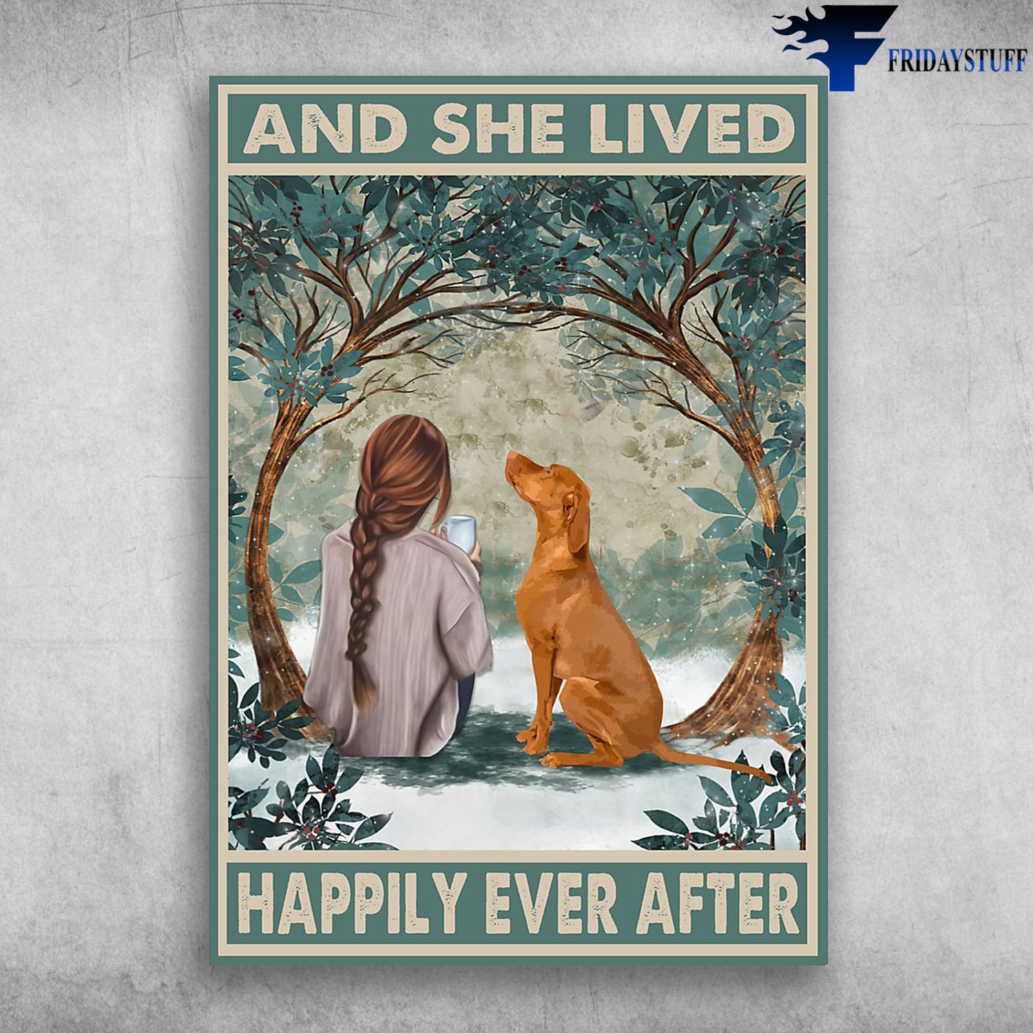 Girl And Vizslas Dog - And She Live, Happily Ever After