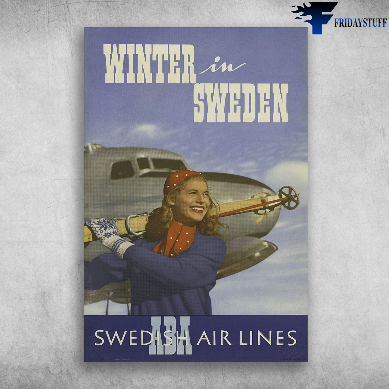 Girl Swedish AirLines - Winter In Sweden, ABA Swedish Air Lines