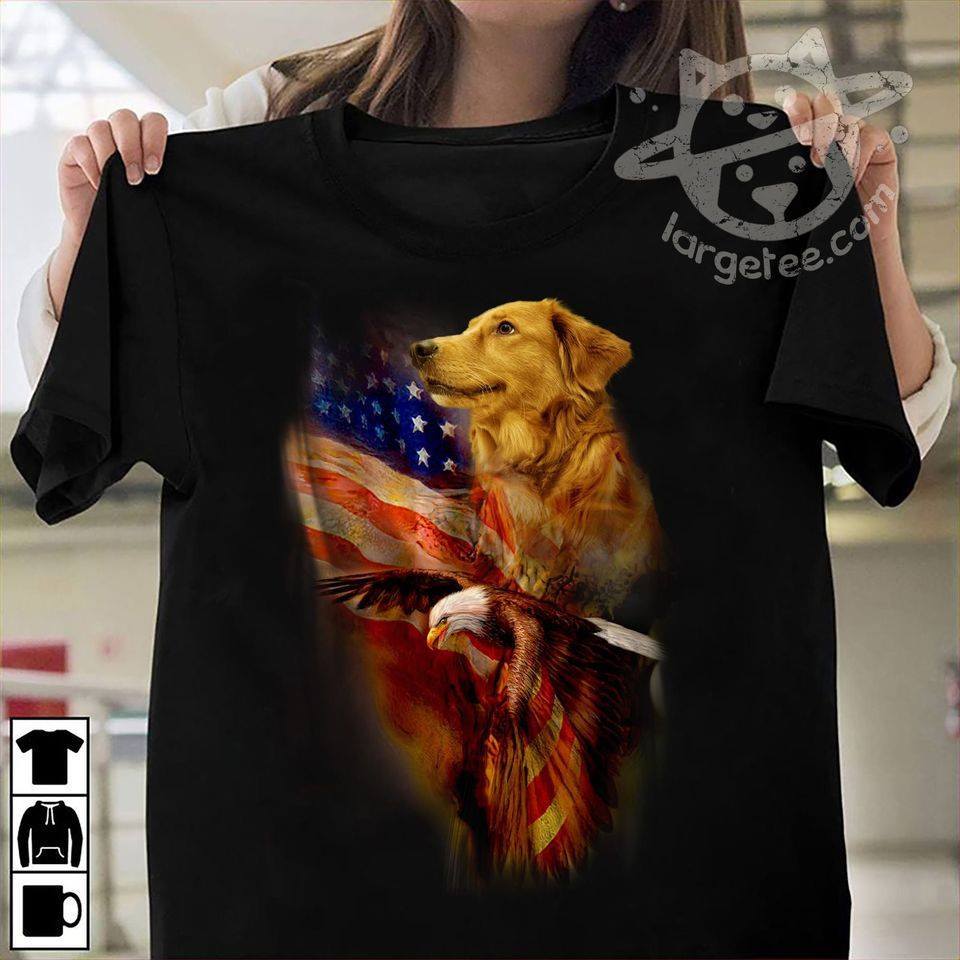 Golden dog and eagle the symbol of America - America flag
