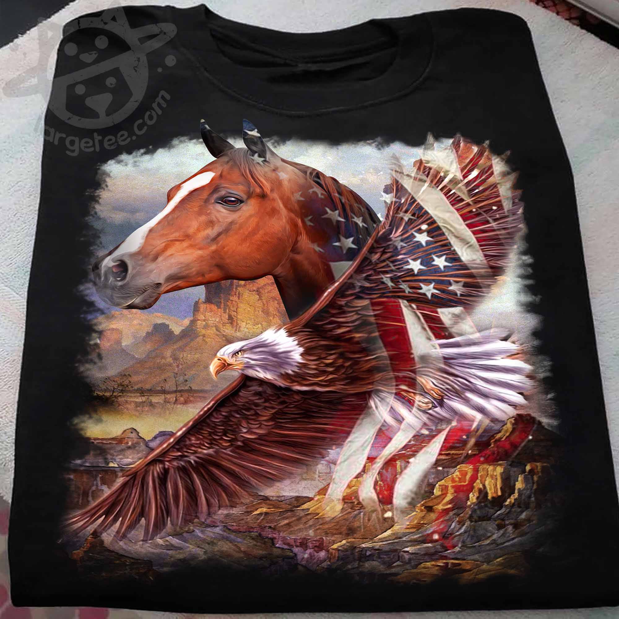 Horse and eagle the symbol of America - America flag