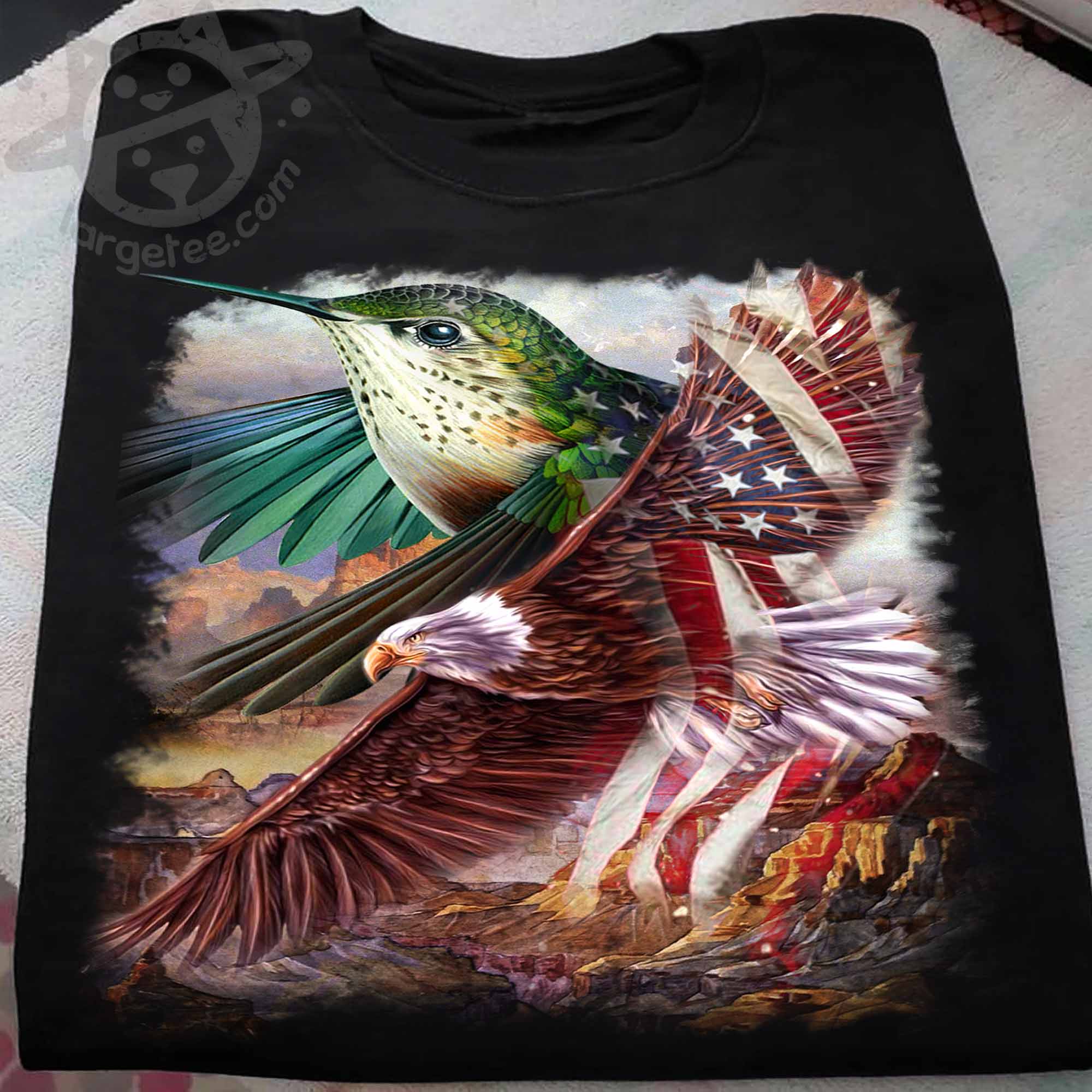 Hummingbird and eagle the symbol of America - America flag