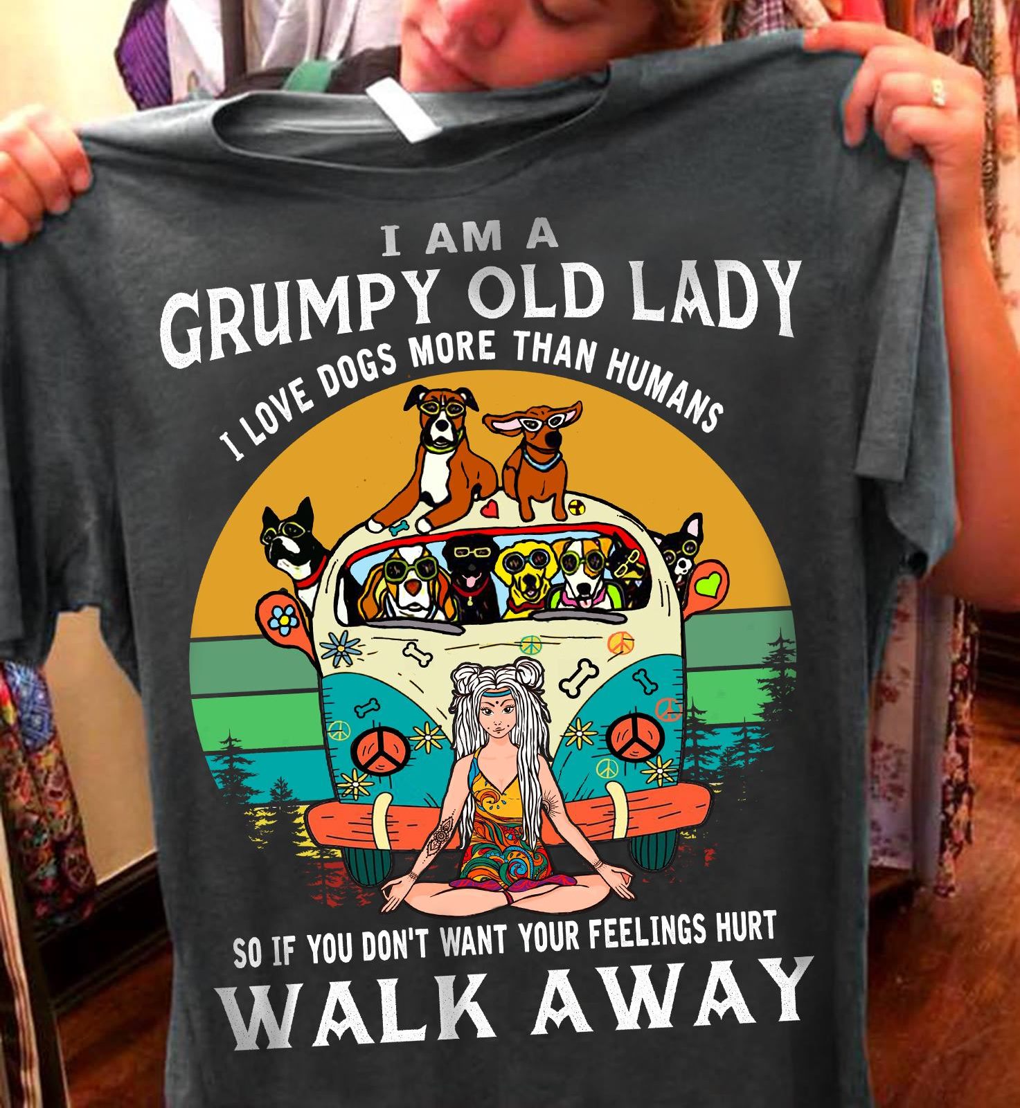 I am a grumpy old lady I love dogs more than humans - Car full of dogs, dog lover