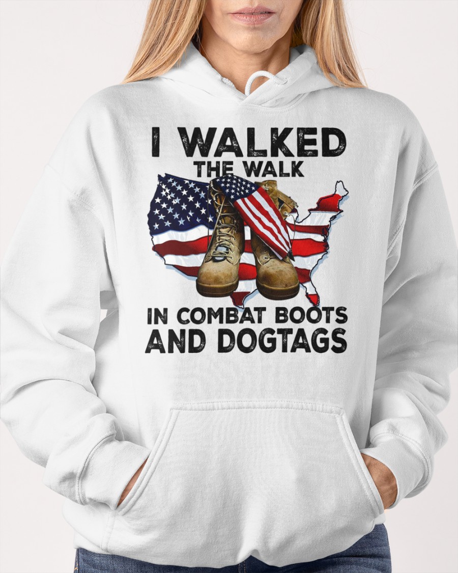 I walked the walk in combat boots and dogtags - America flag