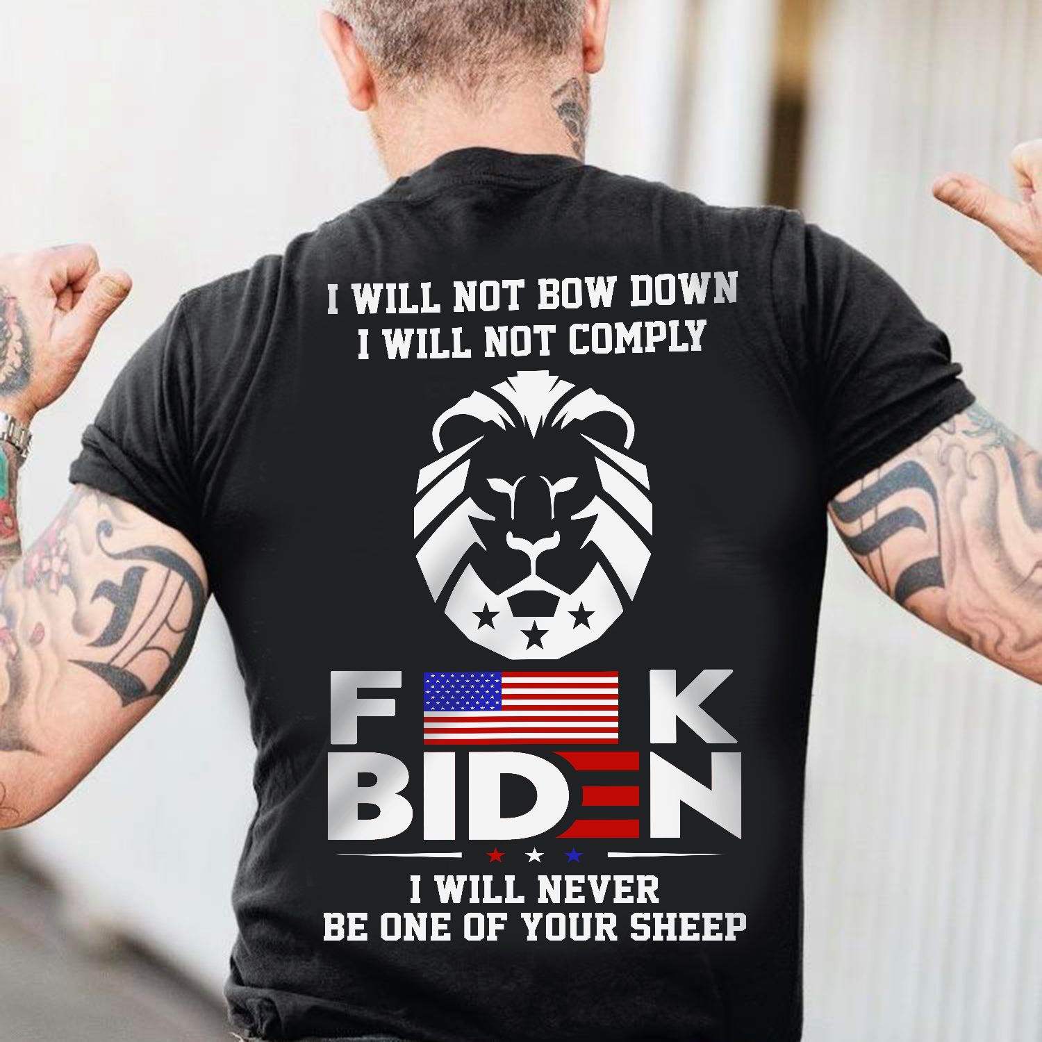 I will not bow down I will not comply, fuck Biden - Lion and America president