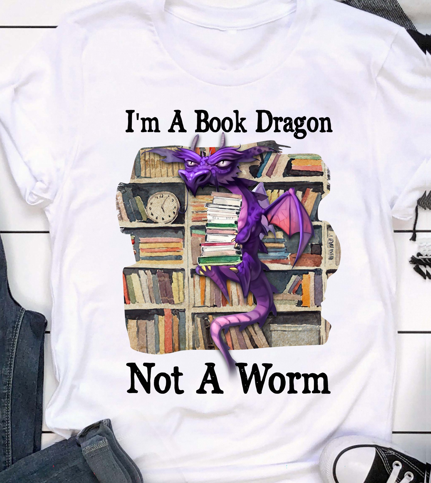 I'm a book dragon not a worm - Book and dragon