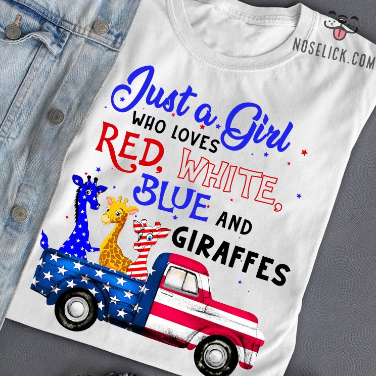 Just a girl who loves red, white, blue and giraffes - America flag