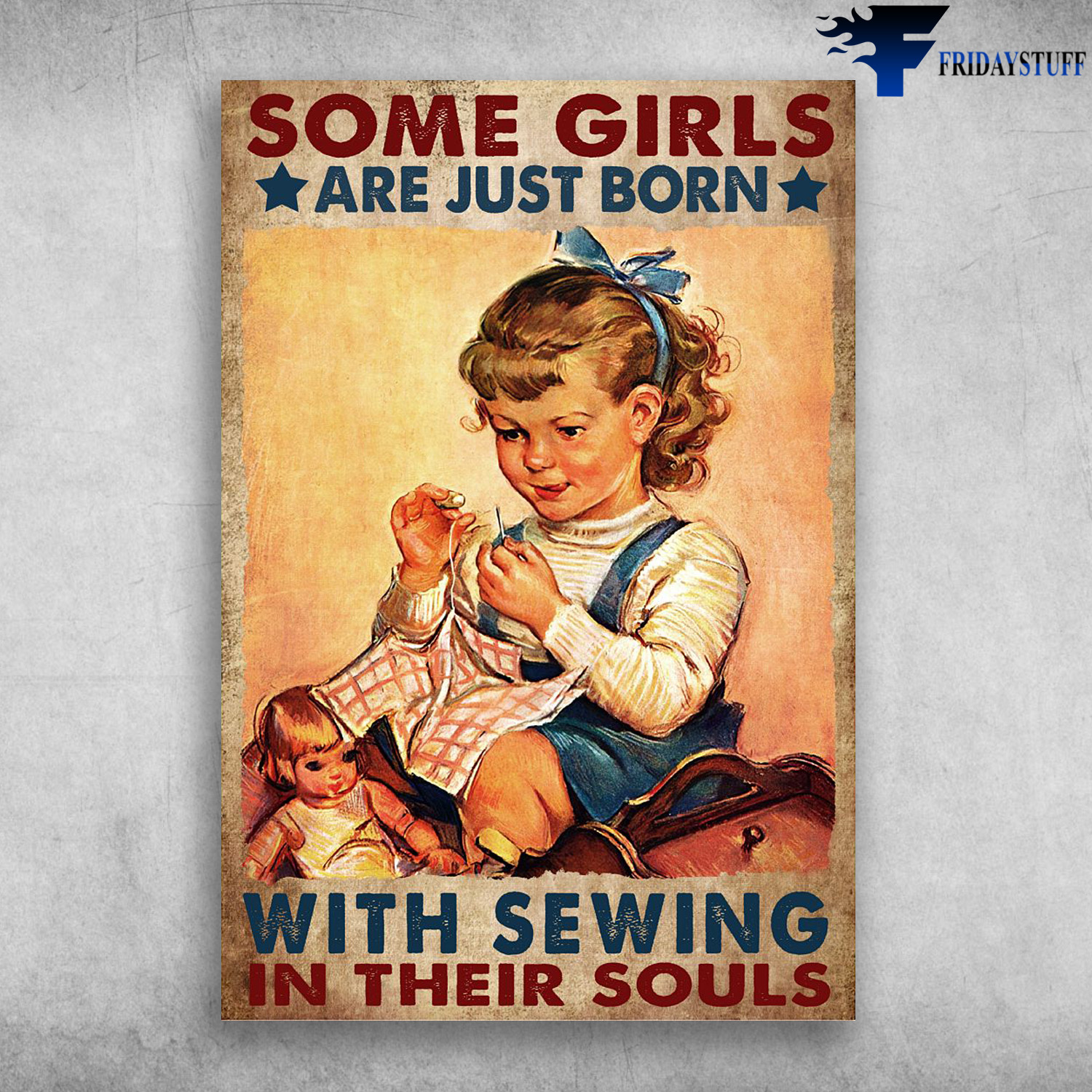Little Girl Sewing With The Doll - Some Girls Are Just Born With Sewing In Their Souls