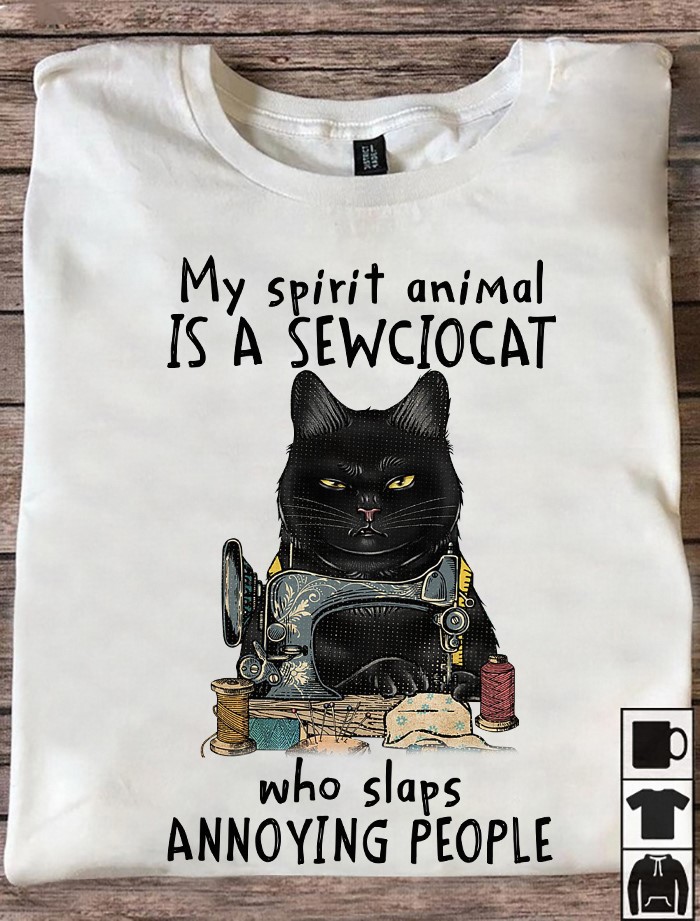 My spirit animal is a sewciocat who slaps annoying people - Cat and sewing machine