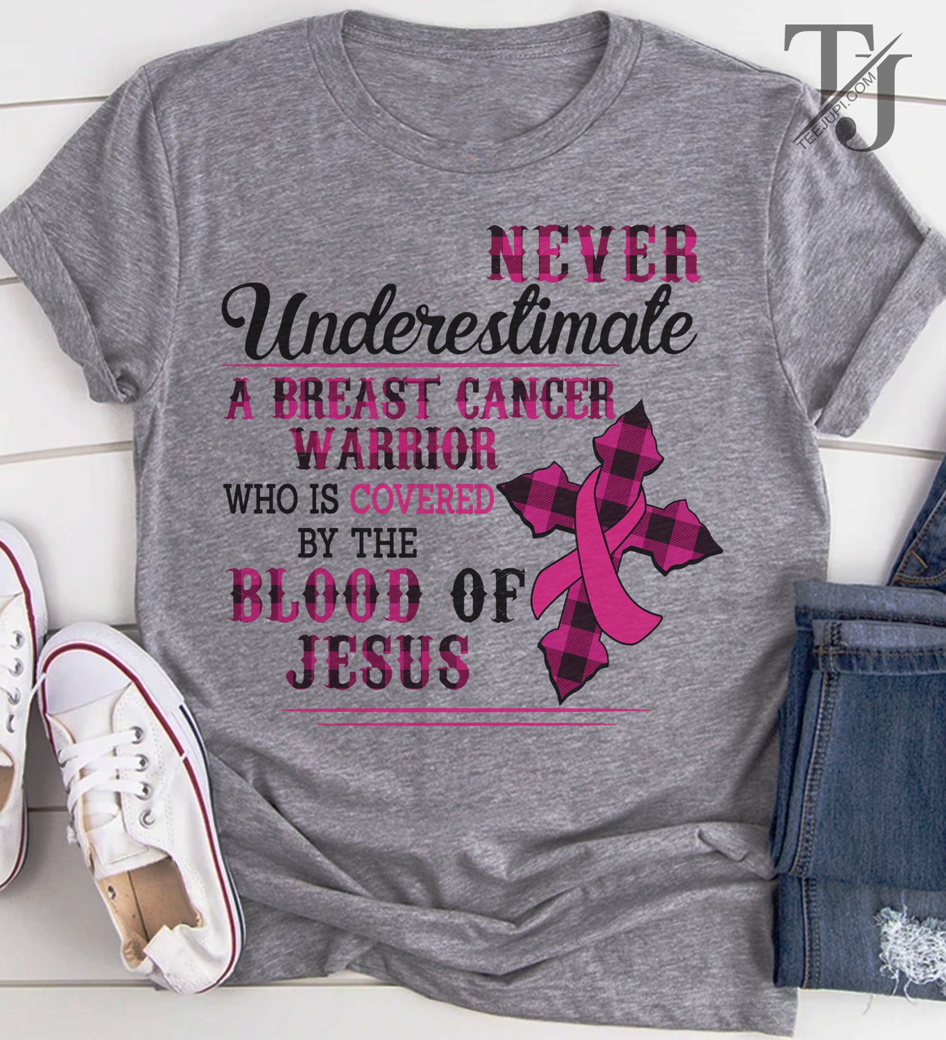 Never underestimate a breast cancer warrior who is covered by blood of Jesus - Breast cancer awareness
