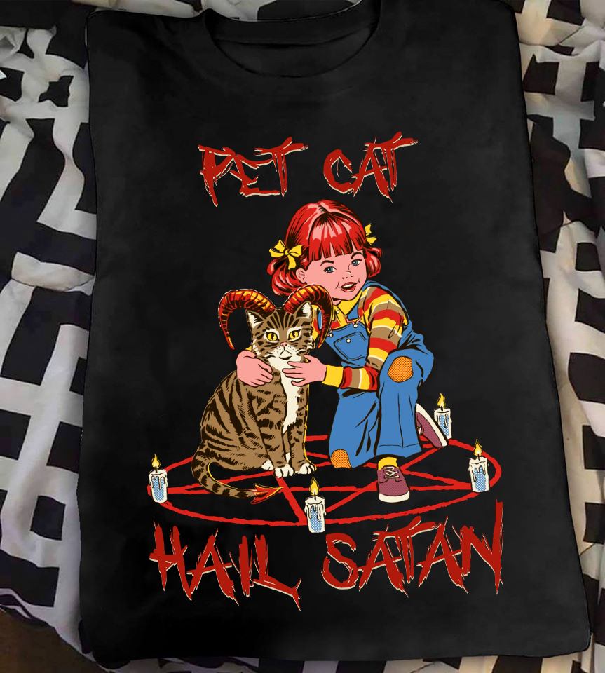 Pet cat hail Satan - Satan cat and girl