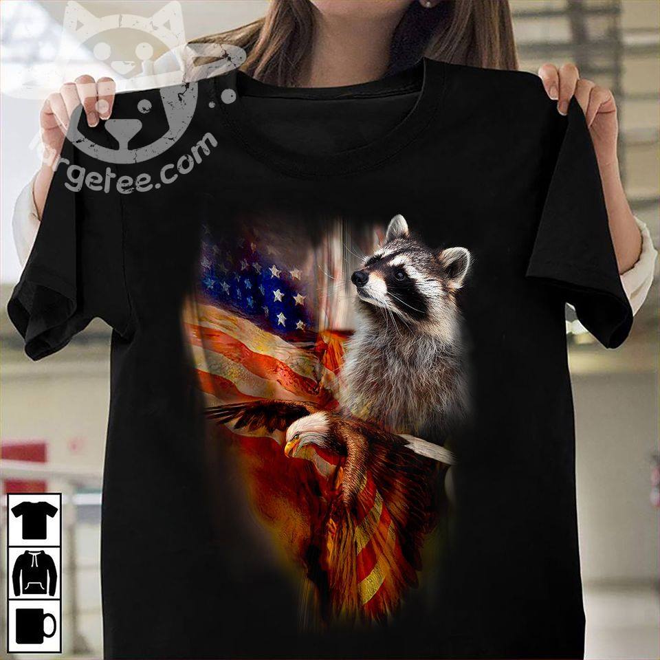 Racoon and eagle the symbol of America - America flag
