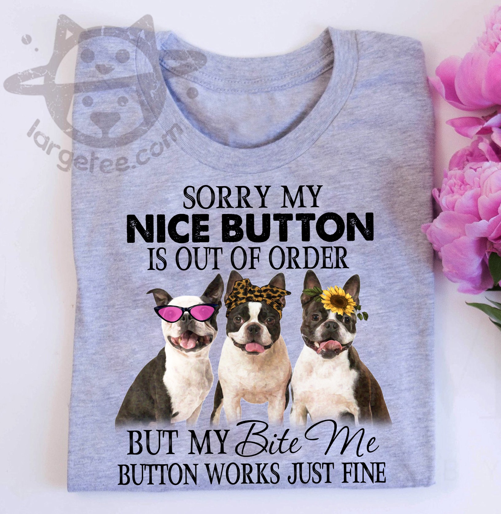 Sorry my nice button is out of order but my bite me button works just fine - Pug dog